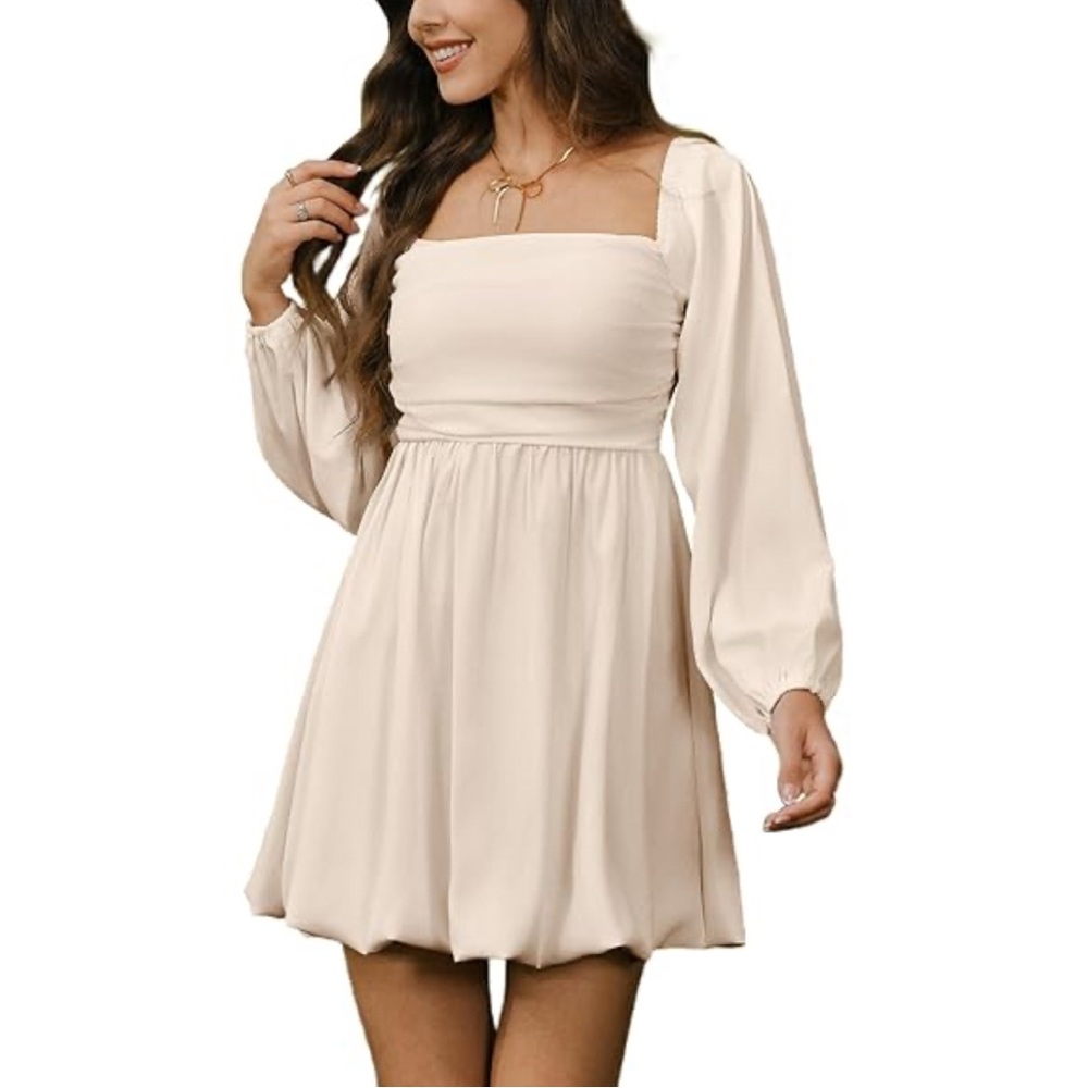 Rooscier Lantern Flounce Long Sleeve Ruffle Layer Mini Short Dress